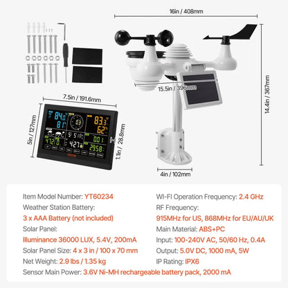 YT60234 - 7-in-1 Wi-Fi Weather Station with IPX6 Waterproof Rating