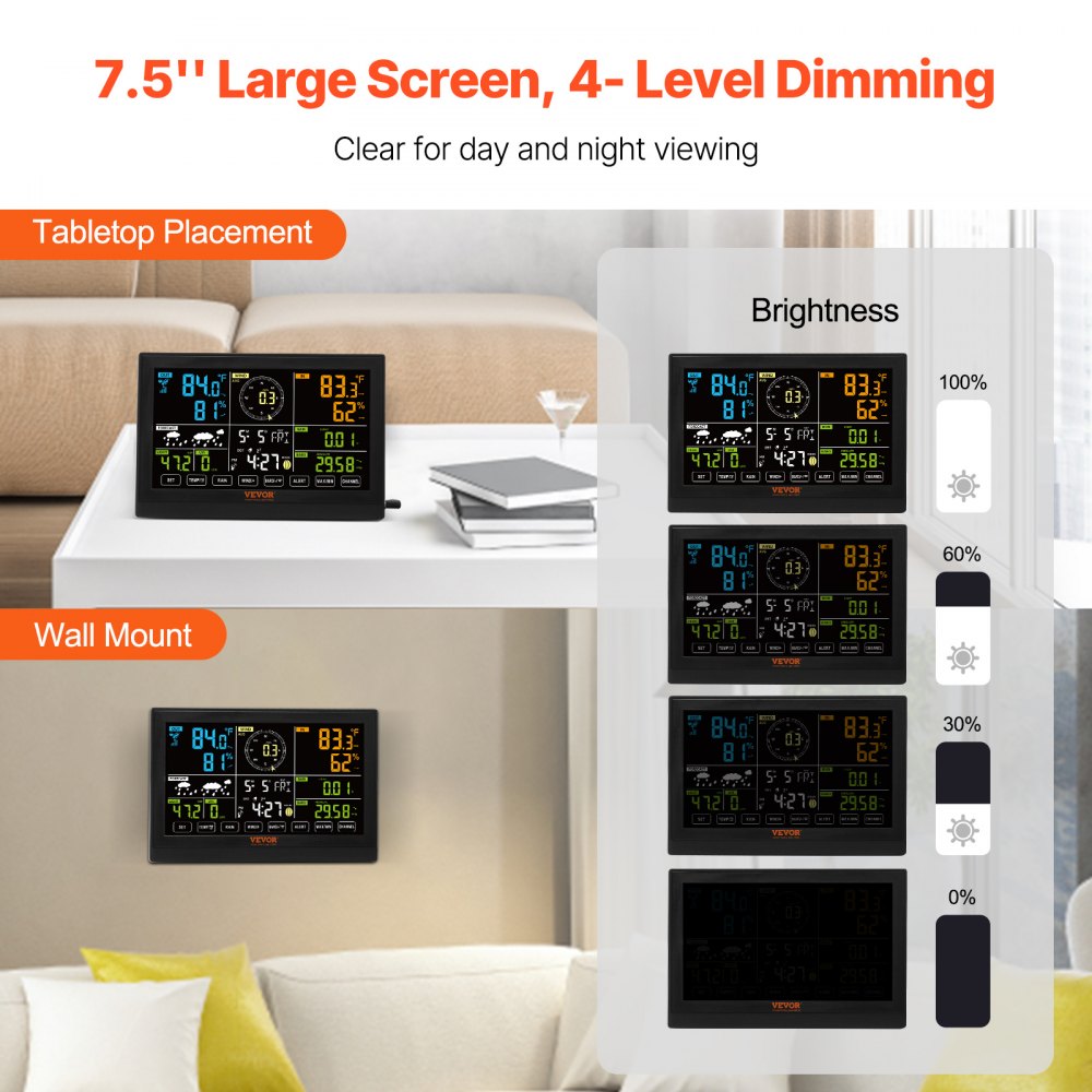 YT60231 - 7-in-1 Waterproof Weather Station with 7.5" Display