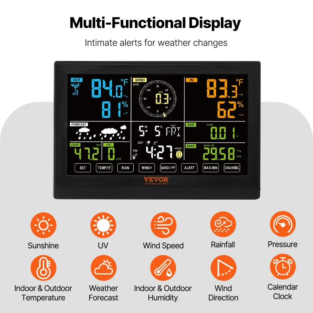 YT60231 - 7-in-1 Waterproof Weather Station with 7.5" Display