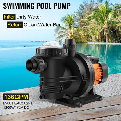JP31-19/1200 - Durable 72V Pool Pump, 136 GPM, 62 FT Head Height