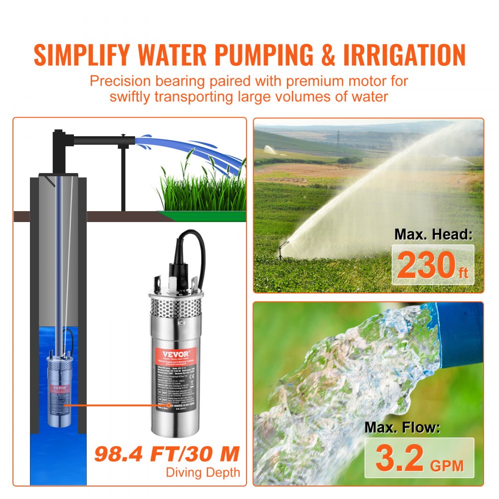 SPX-12V - Eco-Friendly 120W Solar Water Pump for Deep Wells & Irrigation
