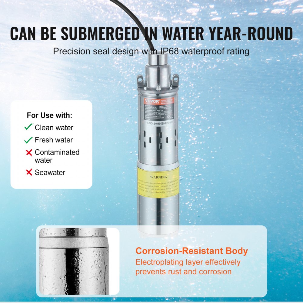 3BDS2.0-50-D24-250 - Durable 24V Solar Water Pump for Deep Wells, 9.25 GPM