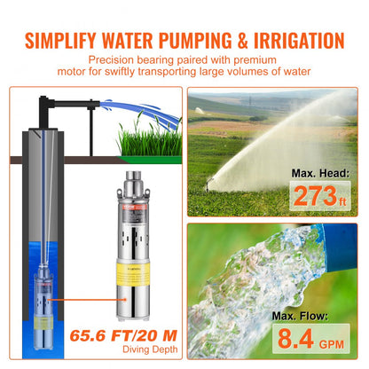3BDPC3.0-50-D48-400 - VEVOR Efficient Solar Water Pump for Irrigation, 8.4 GPM