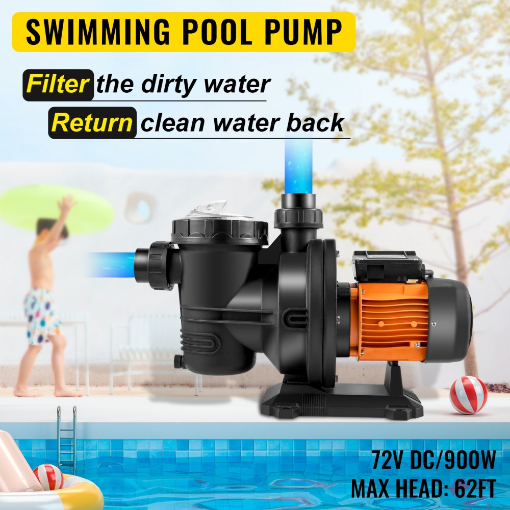 JP21-19 / 900 - Durable Solar Pool Pump, 62FT, 900W, Quiet Operation