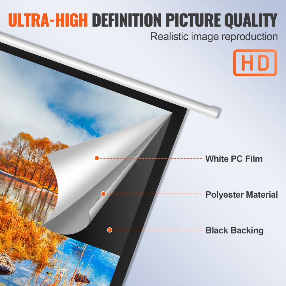 TLES100 - 100" Motorized PVC Projector Screen for Stunning HD Quality