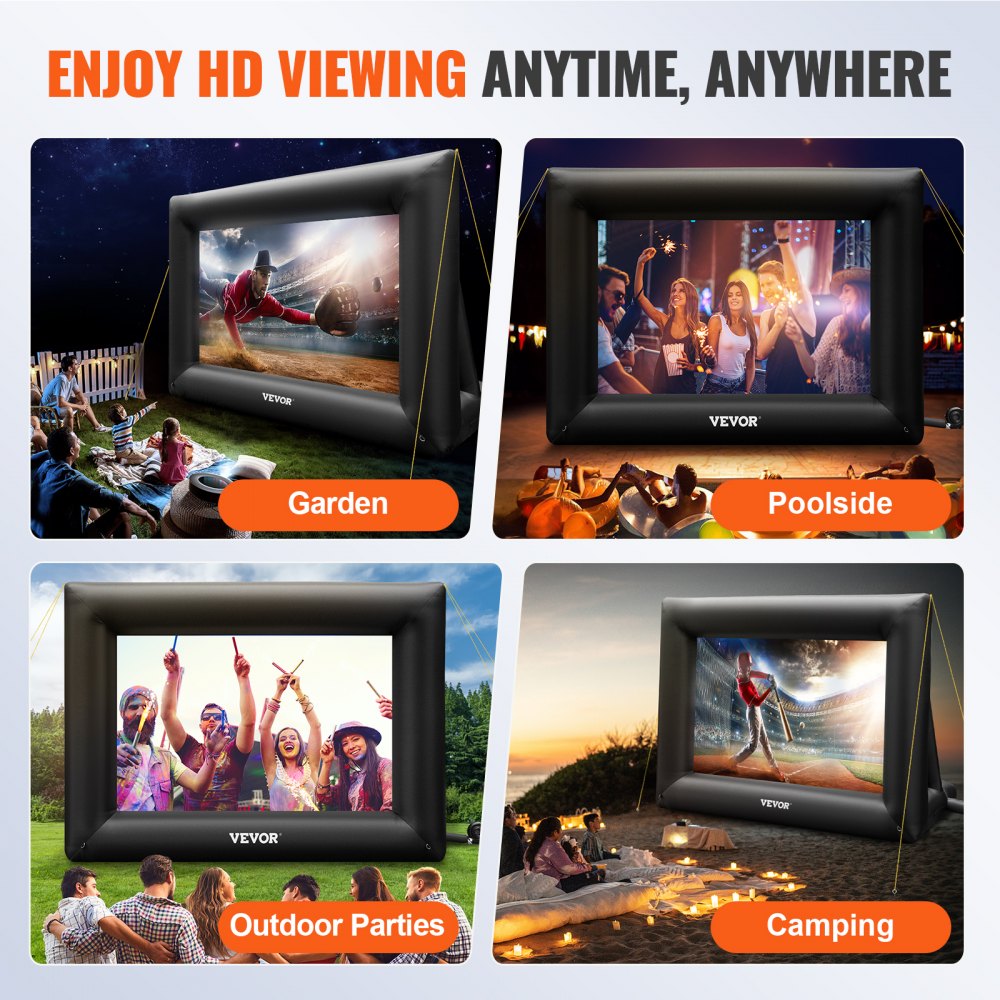 010291292855 - 24FT Inflatable Movie Screen - 16.4' x 9.84' Outdoor Fun