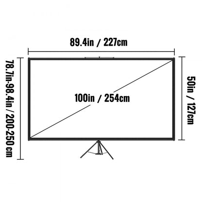 DM-ABS-100 - 100-Inch 4K Tripod Projector Screen with Adjustable Stand