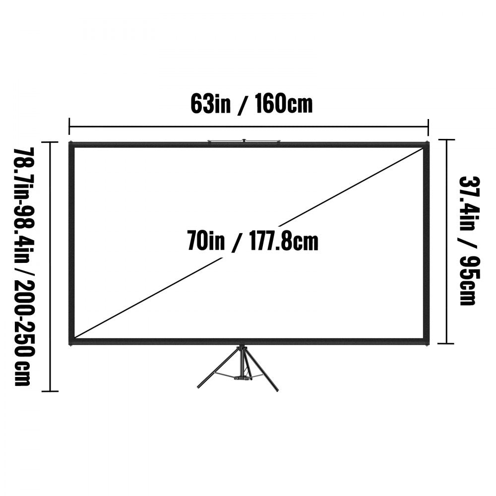 DM-ABS-70 - 70-Inch Portable Tripod Projector Screen, 16:9, HD Quality
