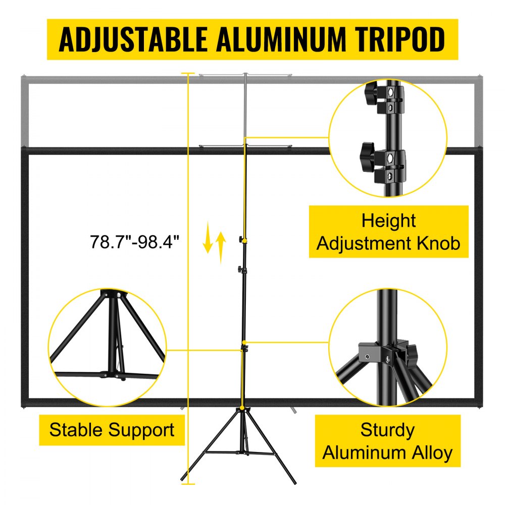 DM-ABS-90 - 90" 4K HD Adjustable Tripod Projector Screen