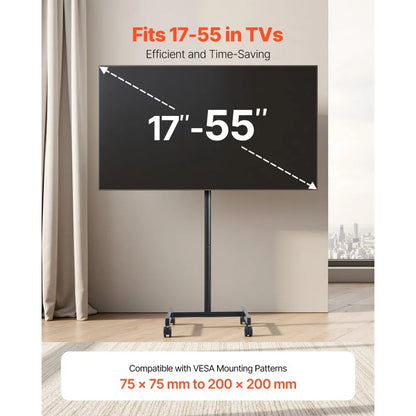 TC10 - Adjustable Mobile TV Stand for 17-55" Screens, 44 lbs Capacity