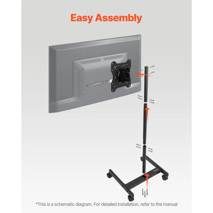 TC10 - Adjustable Mobile TV Stand for 17-55" Screens, 44 lbs Capacity