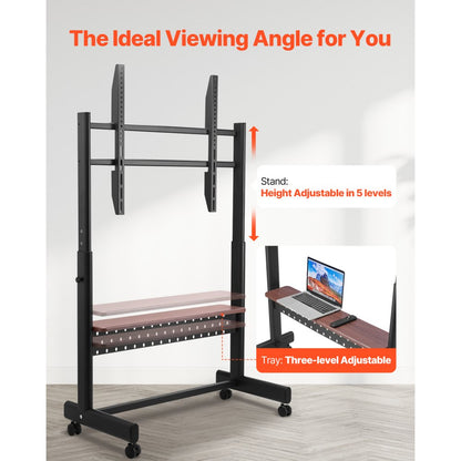 YBTC-03 - 55-100" Mobile TV Stand with Wheels & Steel Frame