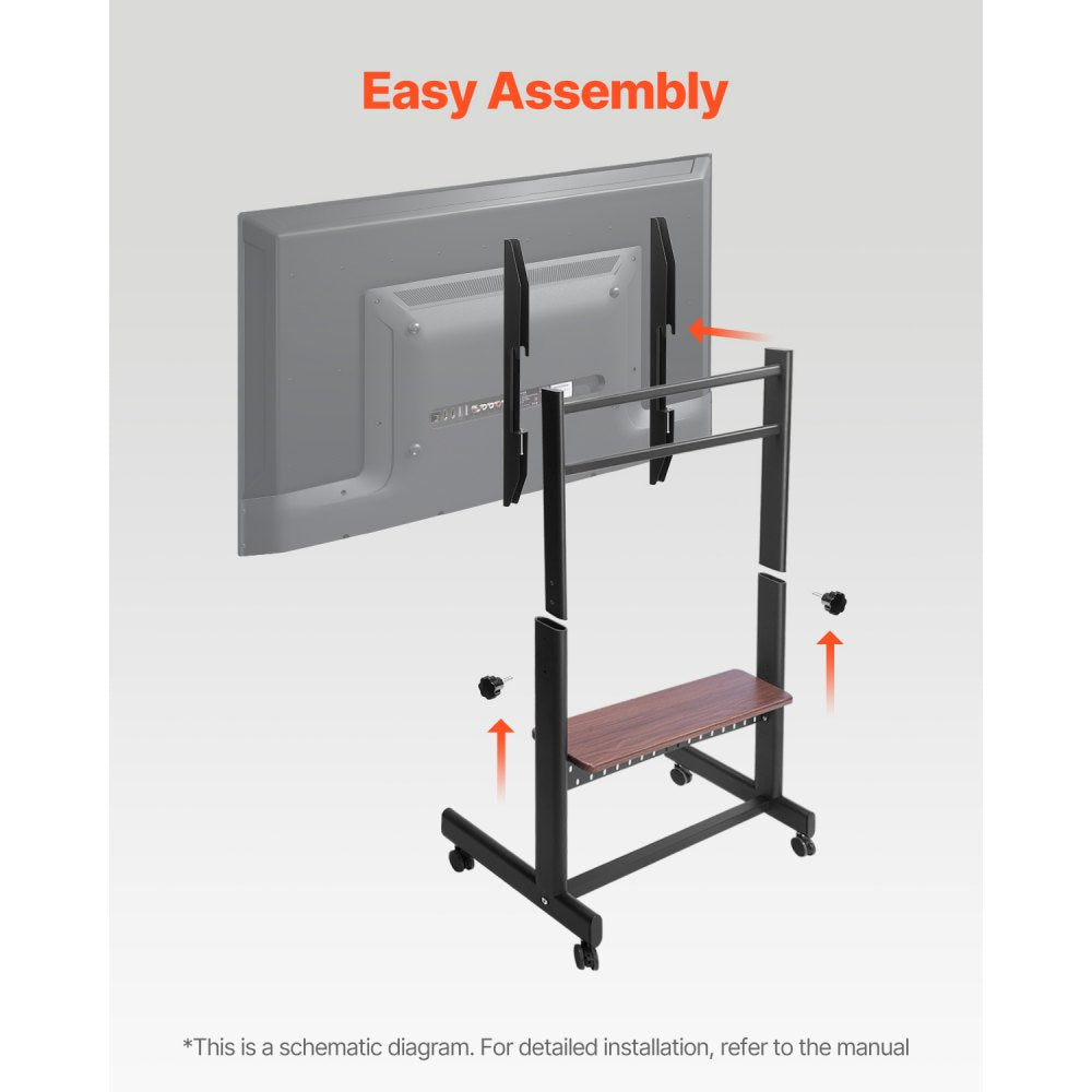 YBTC-03 - 55-100" Mobile TV Stand with Wheels & Steel Frame