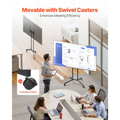 TC80 - Mobile 32-65 Inch TV Stand with Adjustable Height and Wheels