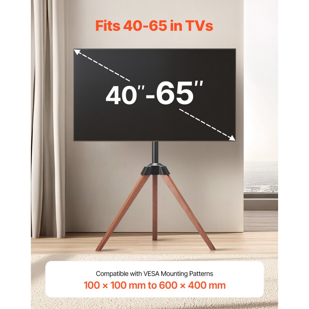 FT03 - Adjustable Steel Tripod TV Stand for 40-65" Screens, 99 lbs