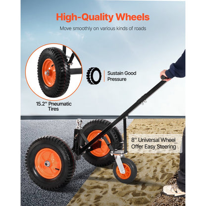 QYC1200-B - Heavy-Duty Trailer Dolly with 1200 lbs Capacity, Adjustable Height
