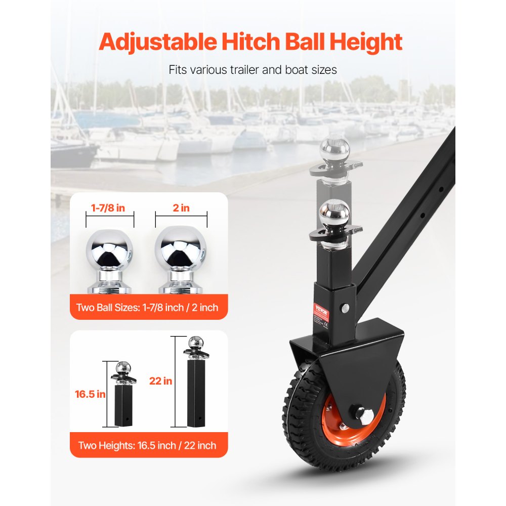 QYC300-VB - 300 lbs Capacity Adjustable Trailer Dolly for Easy Towing