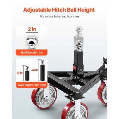 QYC3500-YB - 3500 lbs Capacity Carbon Steel Trailer Dolly, Adjustable Height