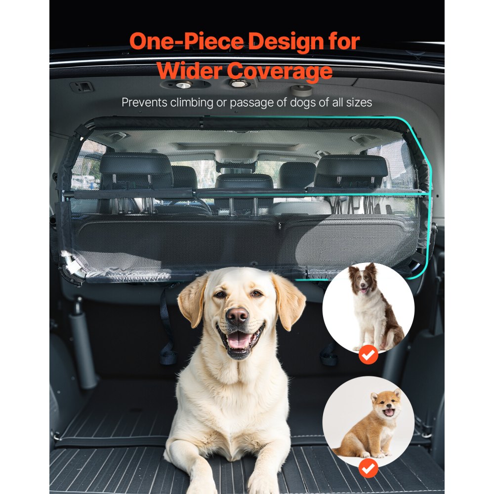 SZJJGW01S - 46" Dog Car Barrier for Safely Securing Pets in Vehicle