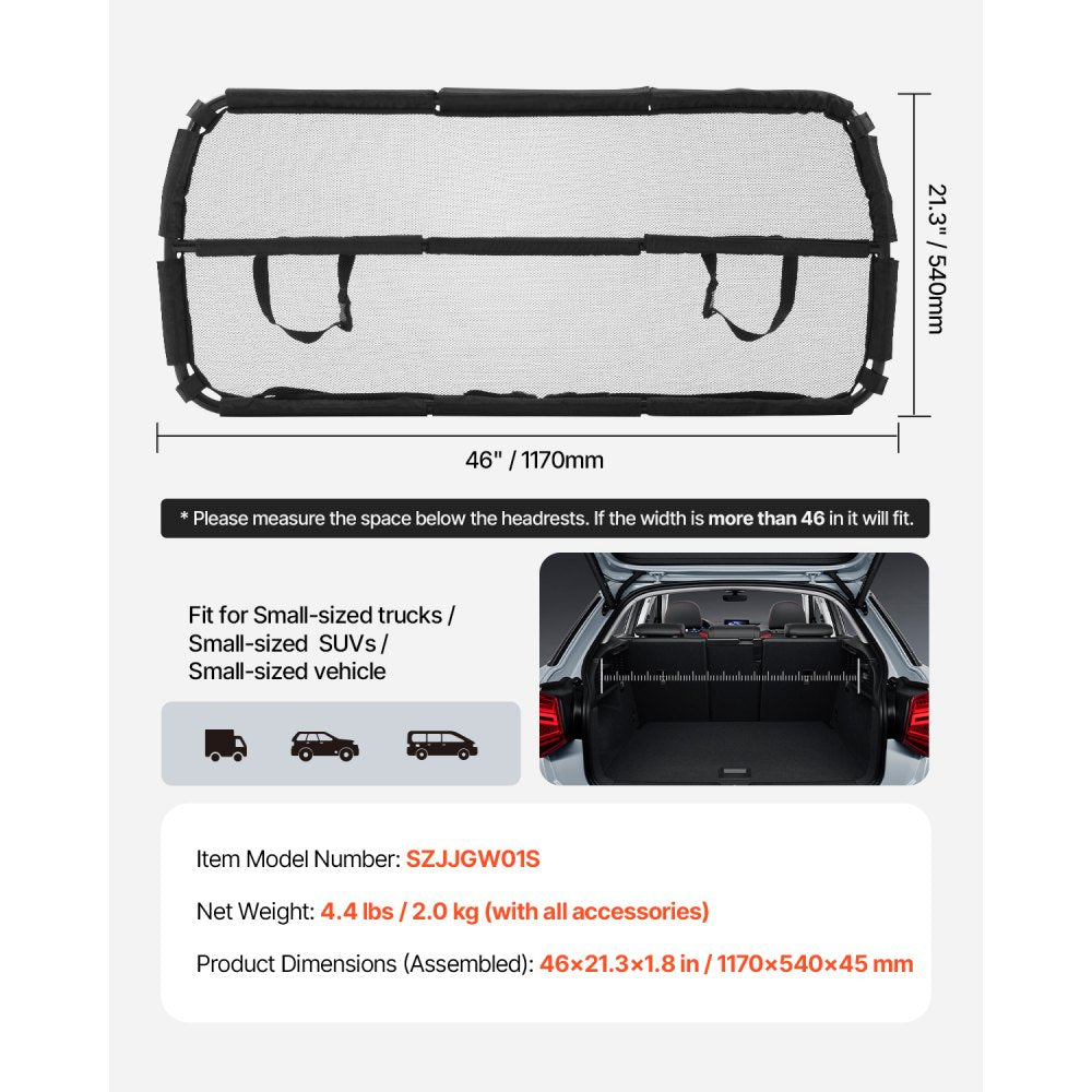 SZJJGW01S - 46" Dog Car Barrier for Safely Securing Pets in Vehicle