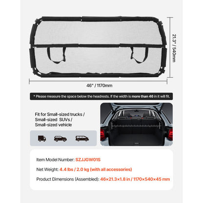 SZJJGW01S - 46" Dog Car Barrier for Safely Securing Pets in Vehicle