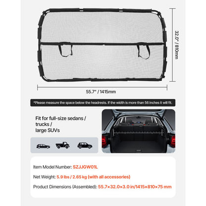 SZJJGW01L - Durable Dog Car Barrier for Front Seats, Easy Install, Mesh Design