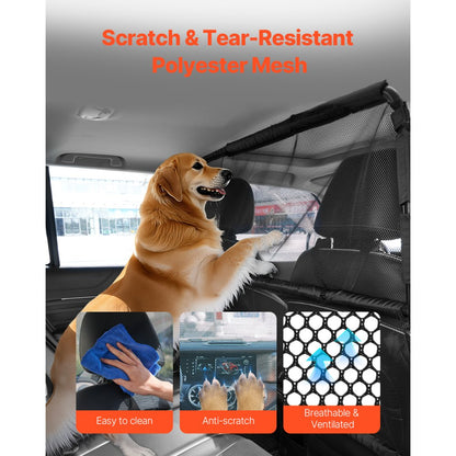 SZJJGW01M - Durable Dog Car Barrier for Front Seats Mesh Design