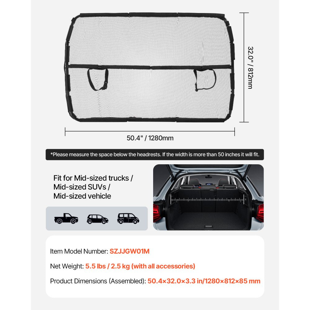 SZJJGW01M - Durable Dog Car Barrier for Front Seats Mesh Design