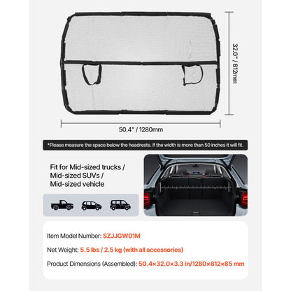 SZJJGW01M - Durable Dog Car Barrier for Front Seats Mesh Design
