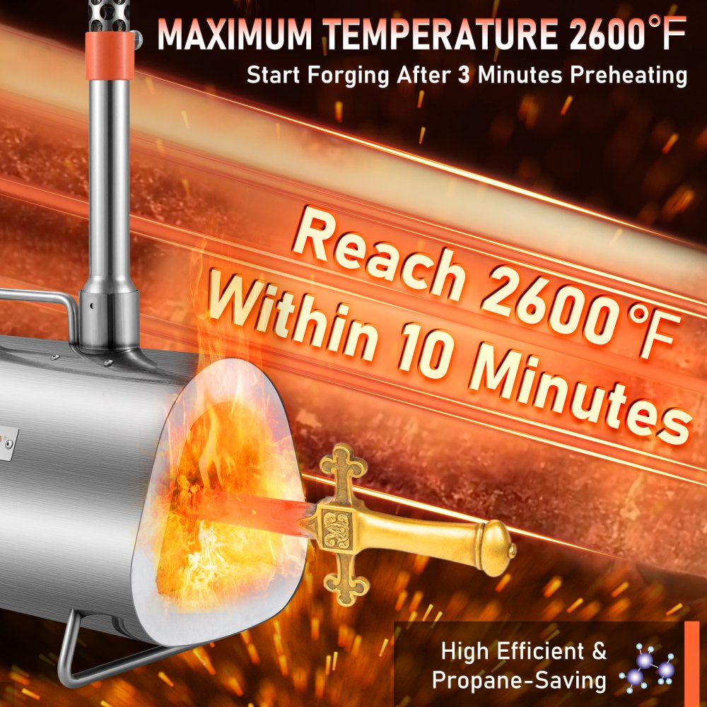 JHXMS02A - Compact Portable Propane Forge, Max Temp 2600°F, Quick Heat-Up