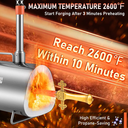 JHXMS02A - Compact Portable Propane Forge, Max Temp 2600°F, Quick Heat-Up