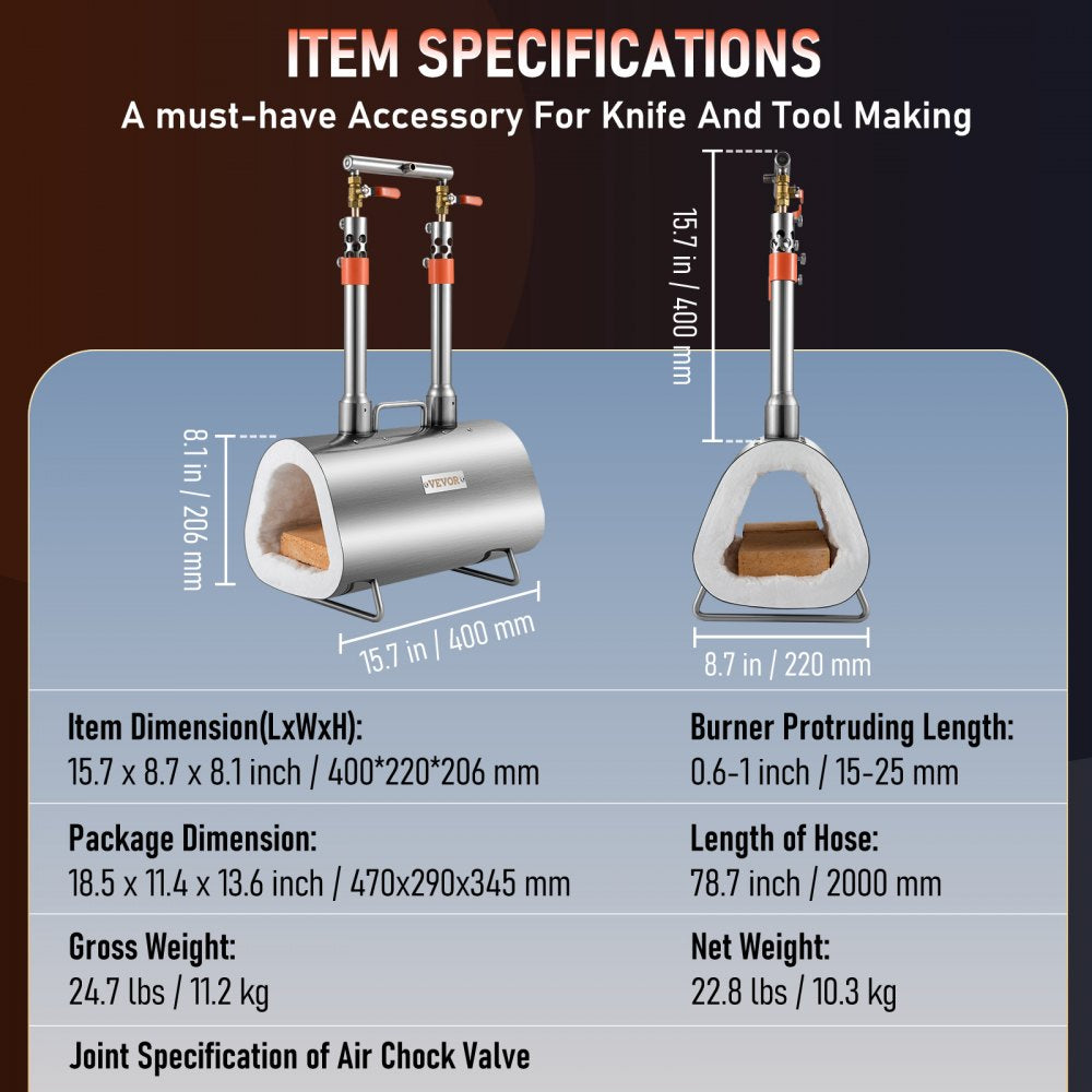 JHXMS02A - Compact Portable Propane Forge, Max Temp 2600°F, Quick Heat-Up