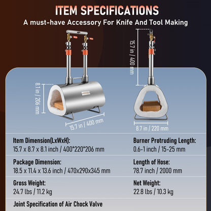 JHXMS02A - Compact Portable Propane Forge, Max Temp 2600°F, Quick Heat-Up