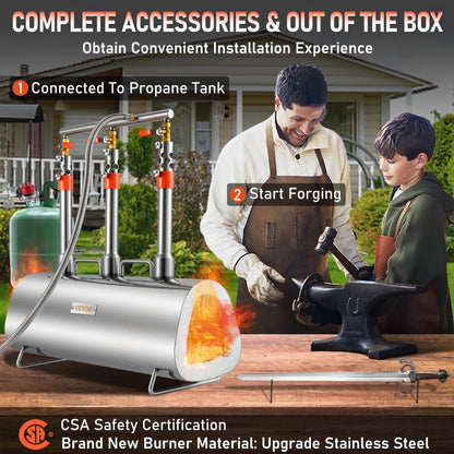 JHXMS03A - Portable Triple Burner Propane Forge for Knife Making