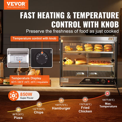 SC-F802 - Insulated Food Warmer Display with 2 Adjustable Shelves
