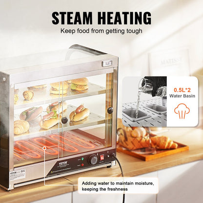 SC-F802 - Insulated Food Warmer Display with 2 Adjustable Shelves
