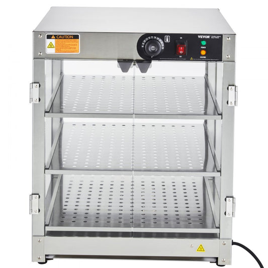 NB-03 - 3-Shelf Stainless Steel Food Warmer with Adjustable Temp Control