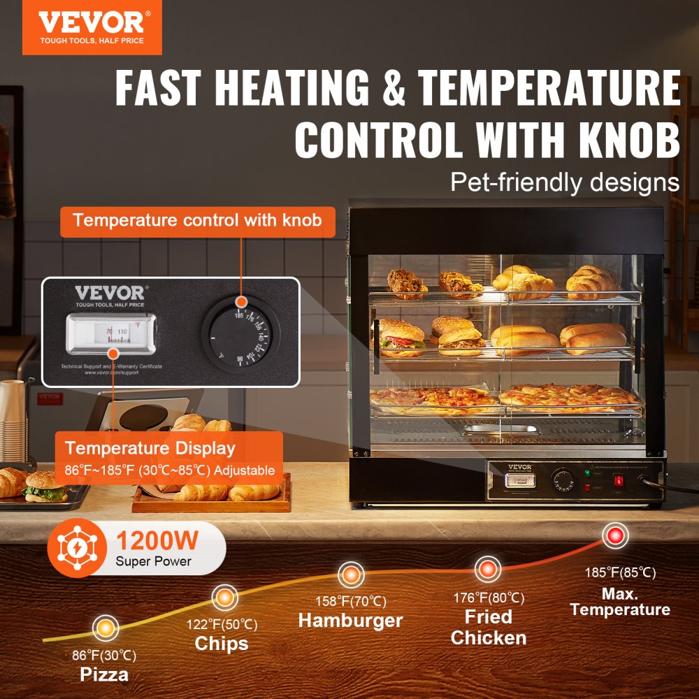 SC-CJ-601 - 3-Tier Stainless Steel Food Warmer Cabinet with Adjustable Shelves