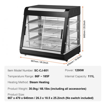 SC-CJ-601 - 3-Tier Stainless Steel Food Warmer Cabinet with Adjustable Shelves