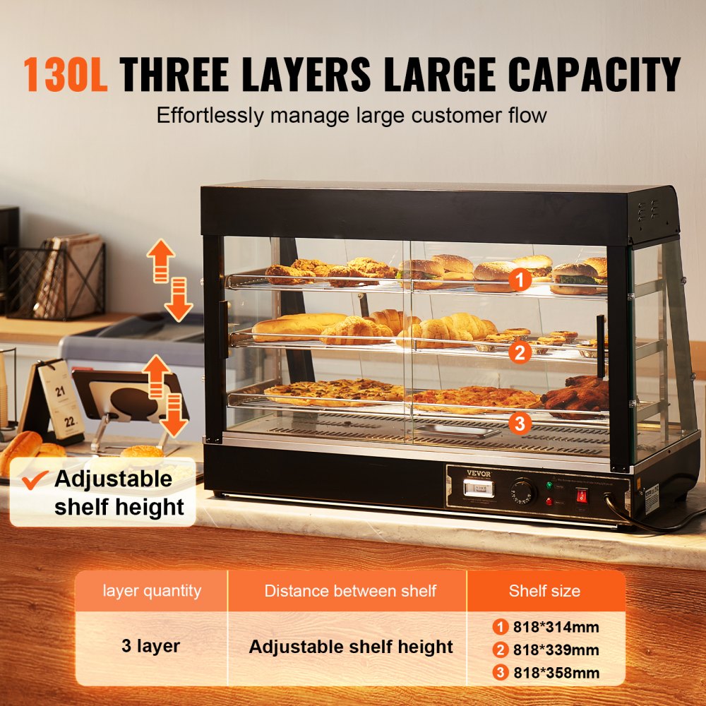 SC-CJ-602 - Adjustable Temperature Food Warmer with 3 Shelves and Water Tray