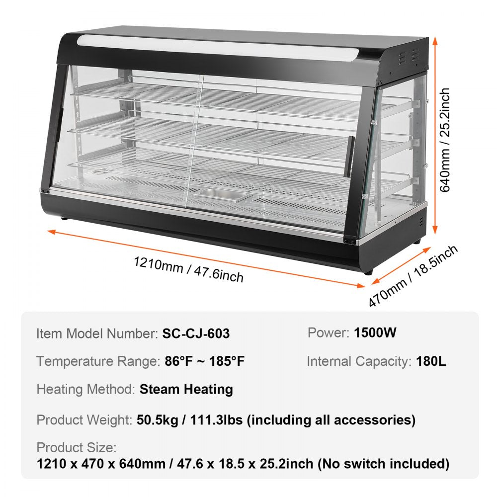 SC-CJ-603 - 3-Tier Stainless Steel Food Warmer with Adjustable Shelves and Light