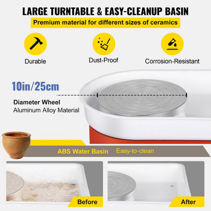 010643747401 - Compact 9.8" Pottery Wheel with Manual Speed Control