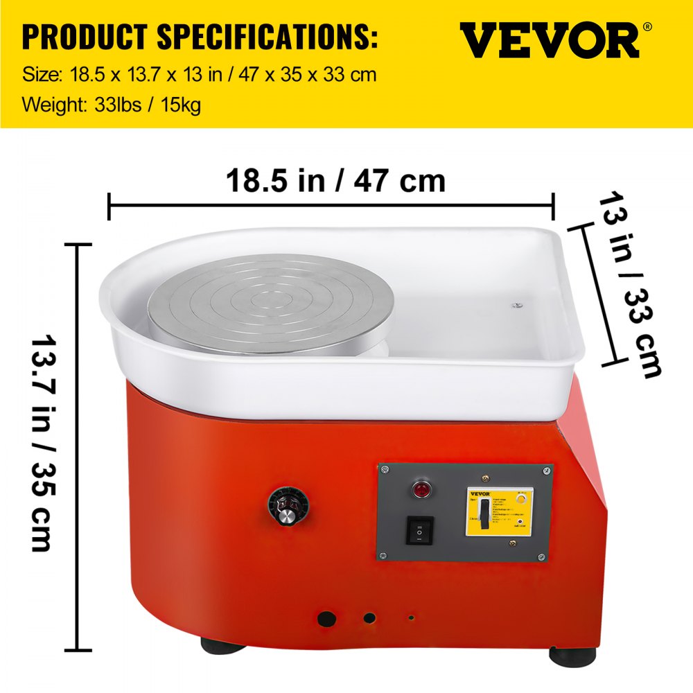 010643747401 - Compact 9.8" Pottery Wheel with Manual Speed Control