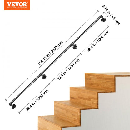 VV-GYGFS-HS10YC - Elegant Wall-Mount Handrail, Strong Carbon Steel, 440lbs Capacity