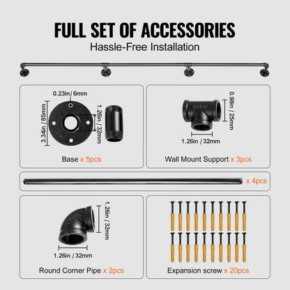 VV-GYGFS-HS12YC - 12FT Durable Carbon Steel Handrail, Supports 440lbs