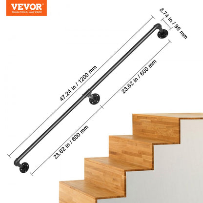 VV-GYGFS-HS4YC - 4FT Carbon Steel Stair Handrail, 440lbs Support