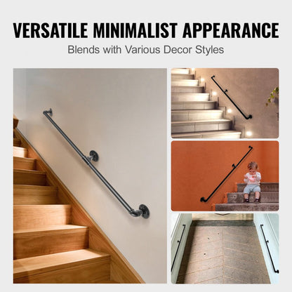 VV-GYGFS-HS6YC - 6FT Carbon Steel Handrail, 440LBS Load Capacity, Easy Install
