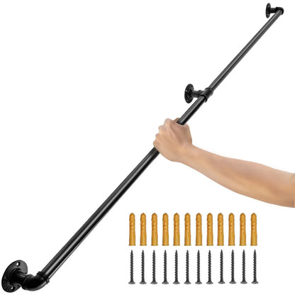 VV-GYGFS-HS6YC - 6FT Carbon Steel Handrail, 440LBS Load Capacity, Easy Install