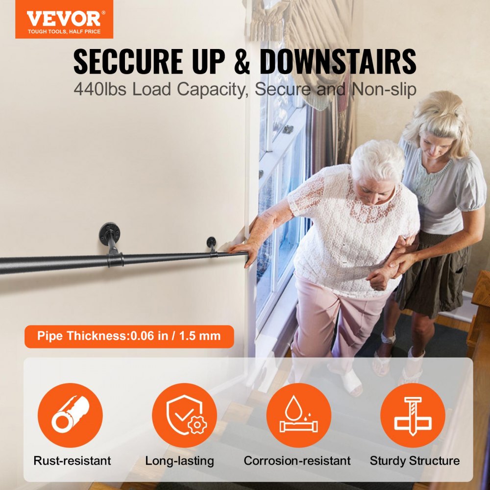 VV-GYGFS-HS8YC - Durable Wall-Mount Handrail with 440lbs Weight Capacity