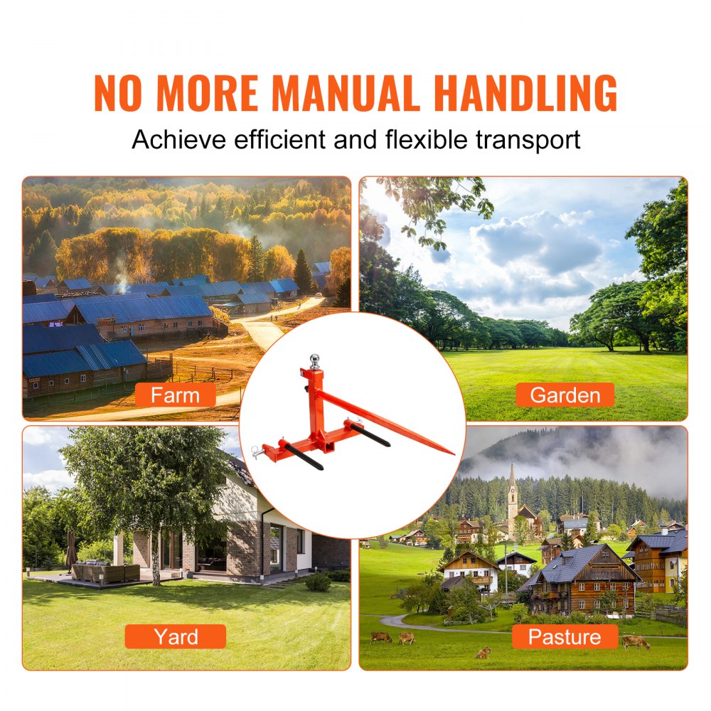 WBS-013 - 49" Heavy-Duty Hay Spear, 1600 lbs Capacity for Tractors